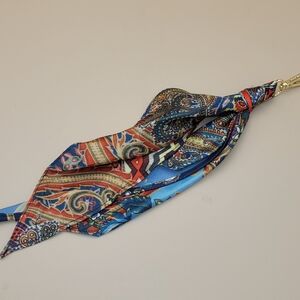 LONDON FOG Scarf Charm Bag Gold Clip Accessories Multicolor Paisley